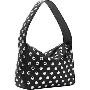 ✨ Vhitler Leather Vegan Designer Women Black Studded Y2k Streetwear Shouder Bag